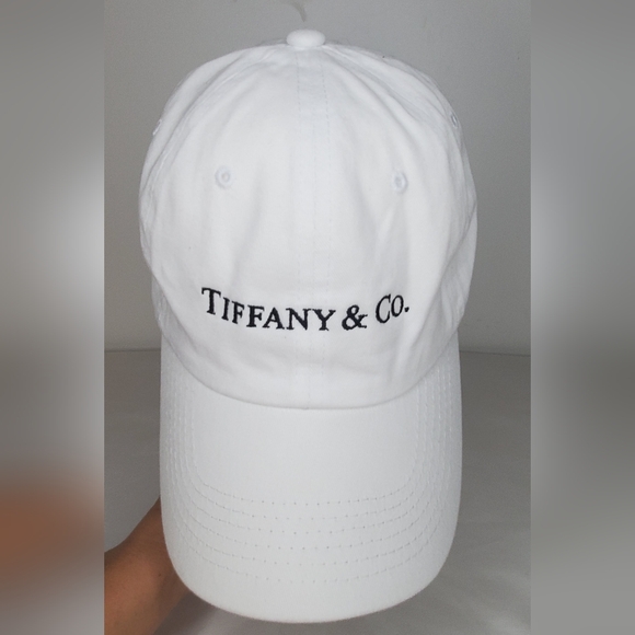 Ethos KB One Size White Cap W/ Tiffany & Co. Embroidered Logo Adjustable Strap - Picture 6 of 9